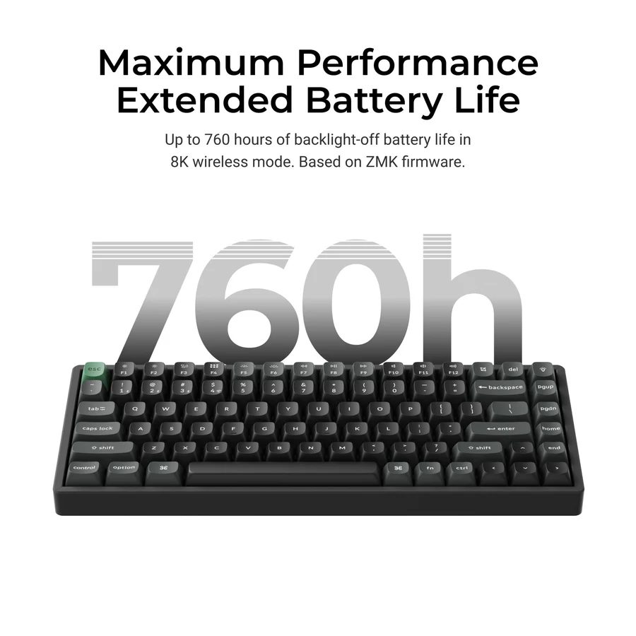 Keychron K2 Ultra (K2U-J3) ZMK Wireless 8K Mechanical Keyboard Brown Switch (Hot-Swap) 75% Us Layout