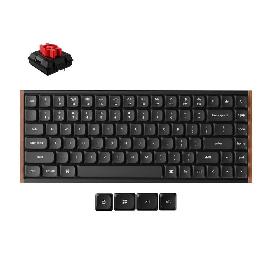 Keychron K3 Ultra (K3U-H1) QMK 8K Wireless Mechanical Keyboard Red Switch Low Profile Wood Frame 75%