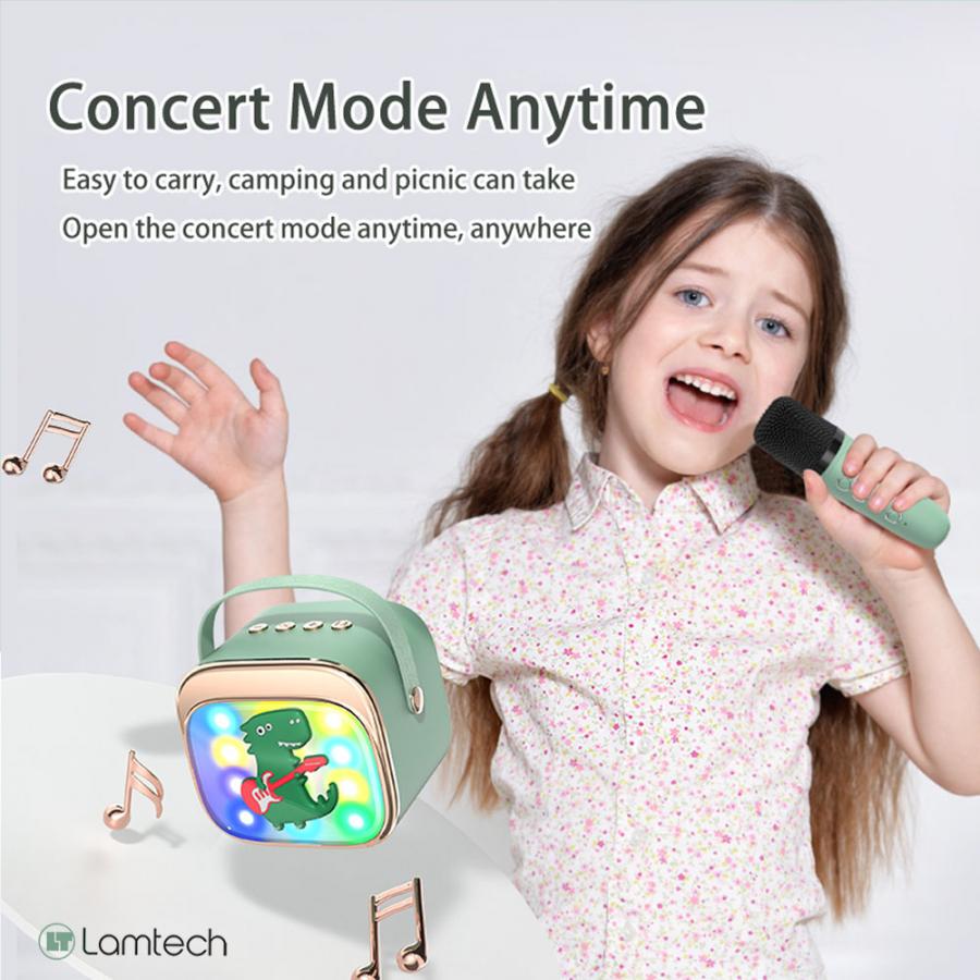 LAMTECH BT5.4 RGB KID KARAOKE SPEAKER GREEN WITH MIC KRODDY