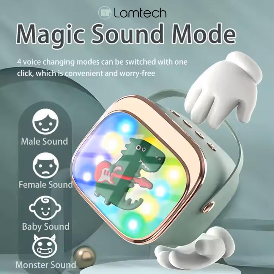 LAMTECH BT5.4 RGB KID KARAOKE SPEAKER GREEN WITH MIC KRODDY