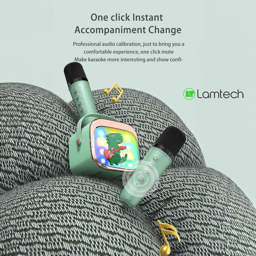 LAMTECH BT5.4 RGB KID KARAOKE SPEAKER GREEN WITH MIC KRODDY