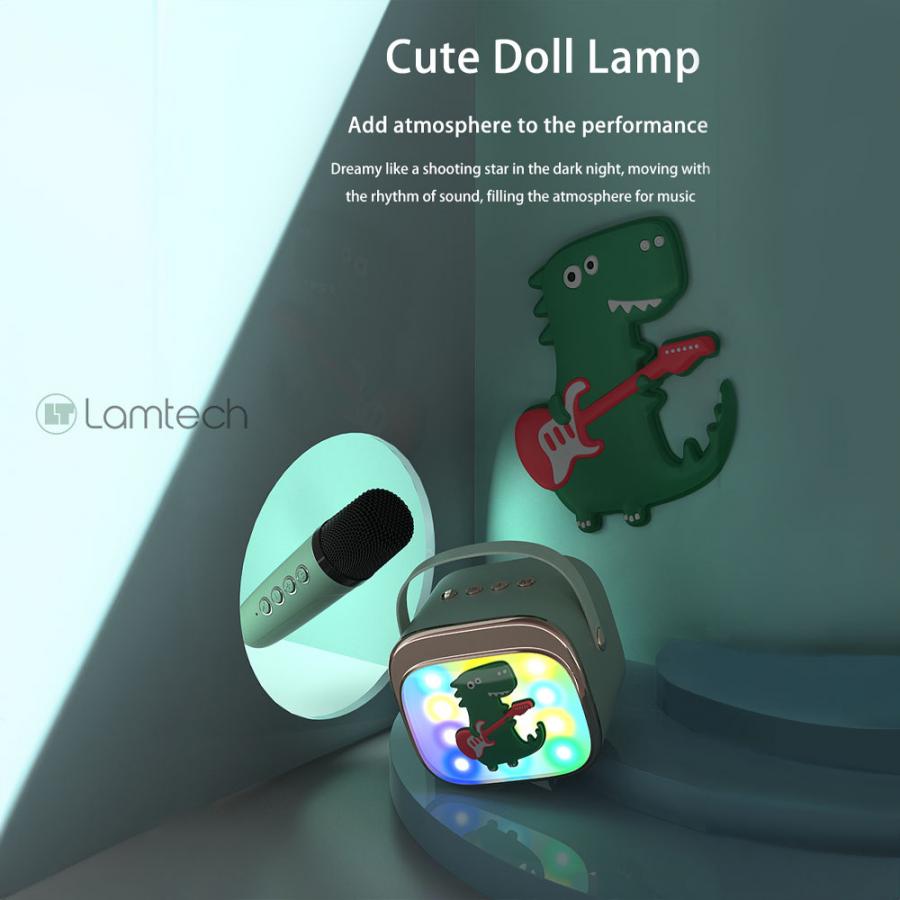 LAMTECH BT5.4 RGB KID KARAOKE SPEAKER GREEN WITH MIC KRODDY