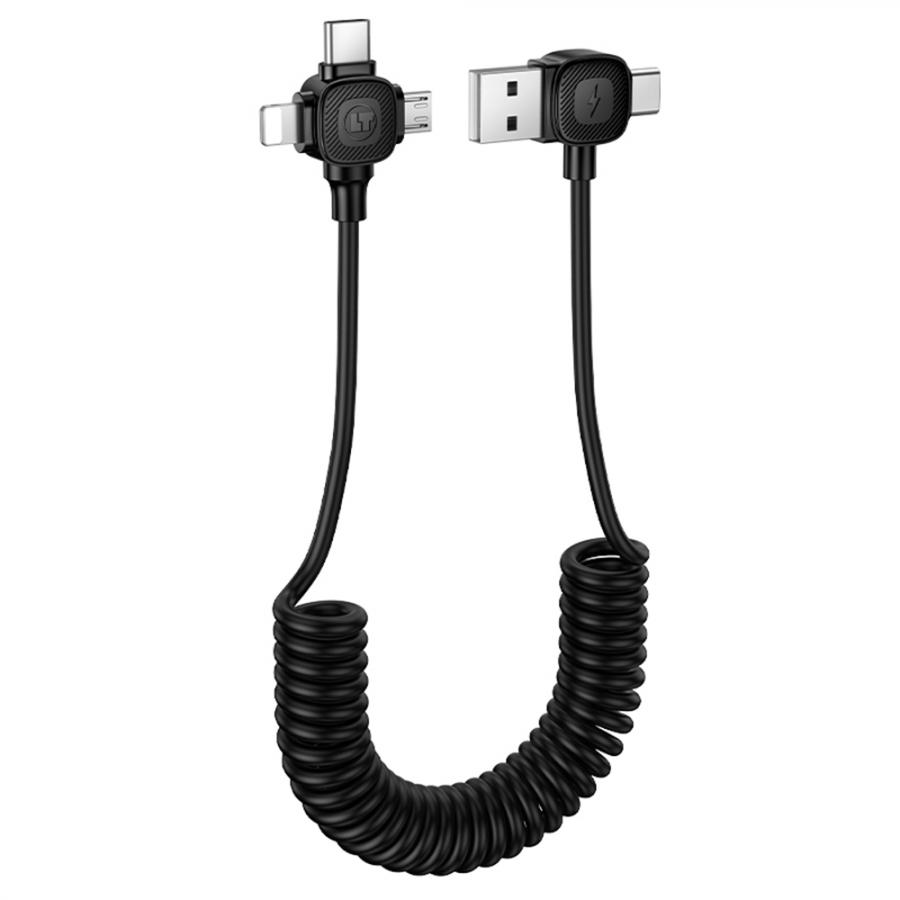 LAMTECH 6-IN-1 CHARGING CABLE TYPE-C/USB TO TYPE-C/LIGHTNING-MICRO-USB 3A 1.5M BLACK