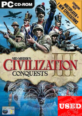 Sid Meiers Civilization III Conquests  (Expansion) PC USED (Bleached Cover/ΔΕΝ ΠΑΙΖΕΙ !! ΜΟΝΟ ΓΙΑ ΣΥΛΛΟΓΗ)