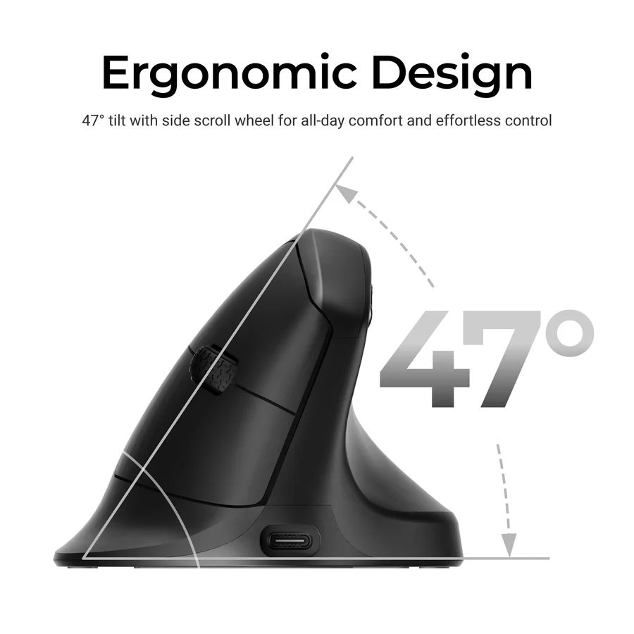 Keychron M5 (M5-A29) Wireless Ergonomic Vertical Mouse 1K Polling Rate Black
