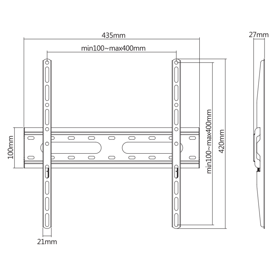 SBOX FIXED WALL MOUNT 32' - 70' / 81 cm - 178 cm VESA 400x400 MAX