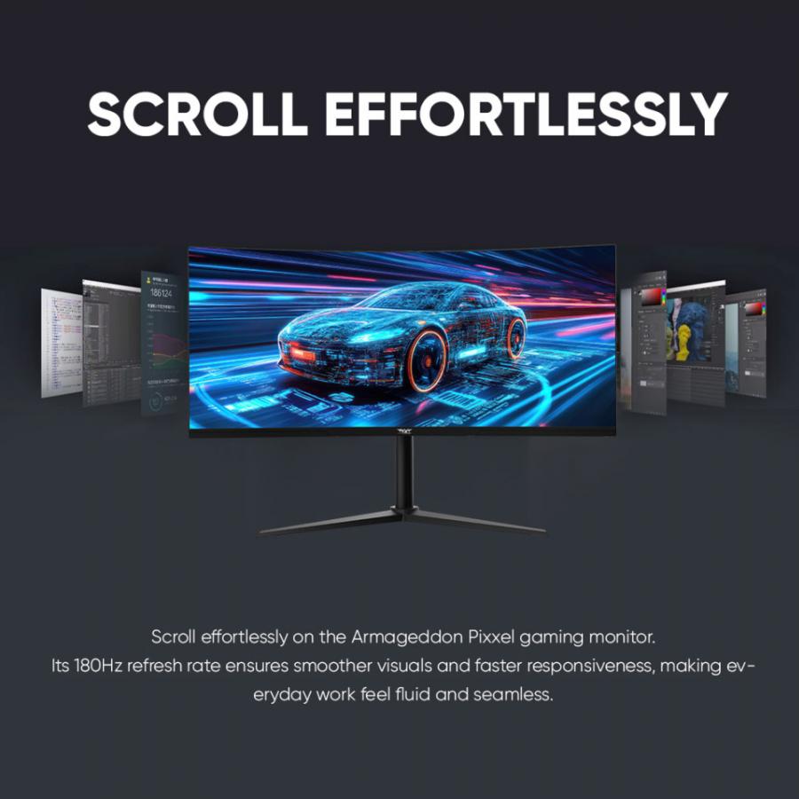 ARMAGGEDDON CURVED ULTRA WIDE GAMING MONITOR 34' PIXXEL+ XTREME SERIES SUPER G180 G-SYNC BLACK