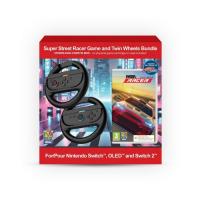Super Street: Racer Game (Code in a box) with Twin Racing Wheels Bundle Nintendo Switch  NEW