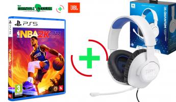 NBA 2K23  PS5   +  JBL Quantum 100P  Over-Ear Wired Gaming Headset ( PS5/PS4 Ideal ) 