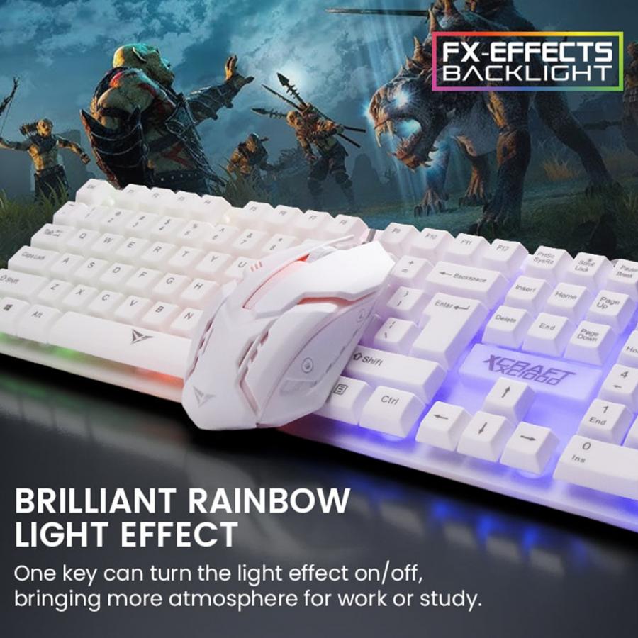 ALCATROZ RGB WATERPROOF GAMING KEYBOARD AND MOUSE X-CRAFT XC1000 WHITE
