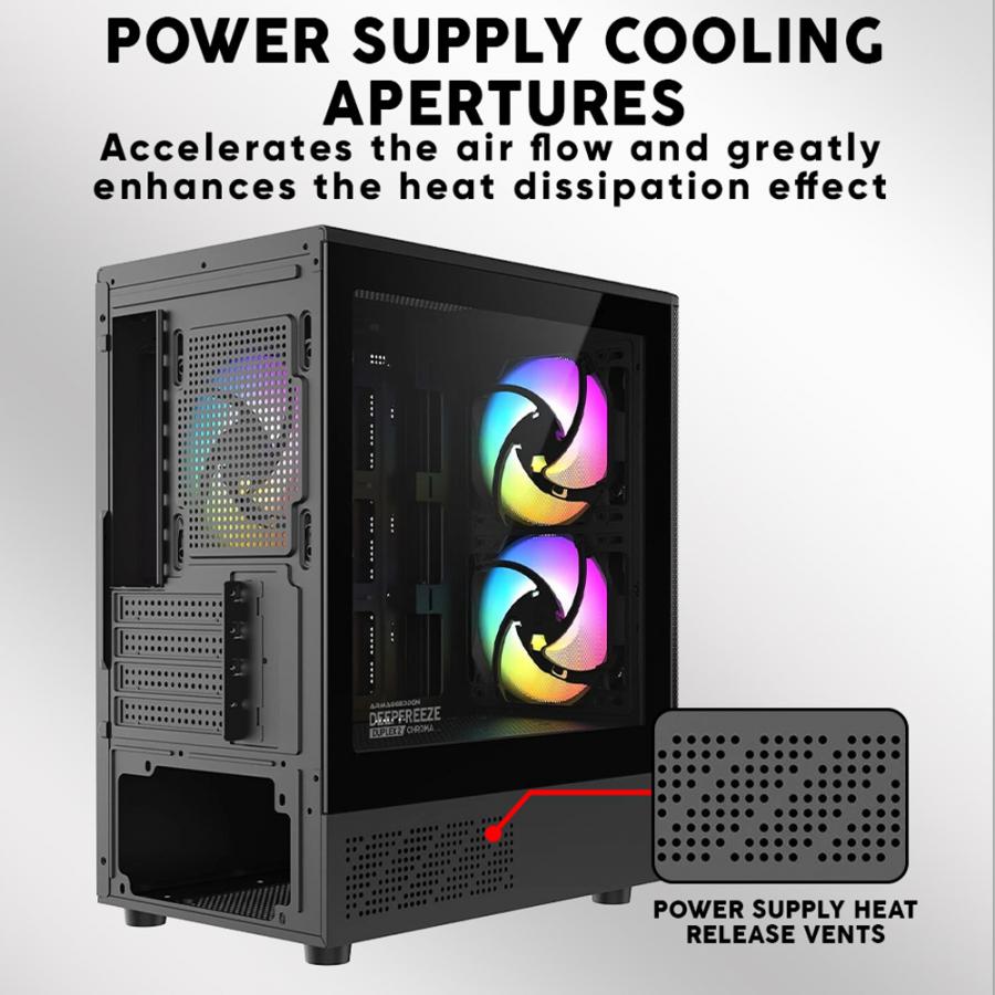 ARMAGGEDDON MICRO ATX CASE WITH 3X CHROMA FANS DEEPFREEZE DUPLEX 2 CHROMA BLACK