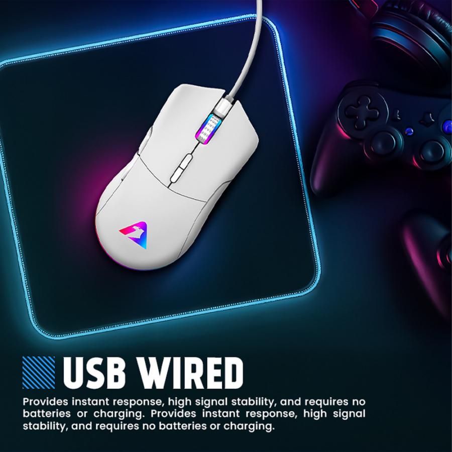 ARMAGGEDDON USB WIRED MACROABLE GAMING MOUSE FALCON V STEALTH 12000CPI WHITE
