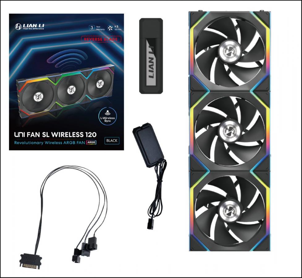 Lian Li UNIFAN SL Wireless 120 -3PCS Reverse Black (Triple pack include Controller) - Case Fan